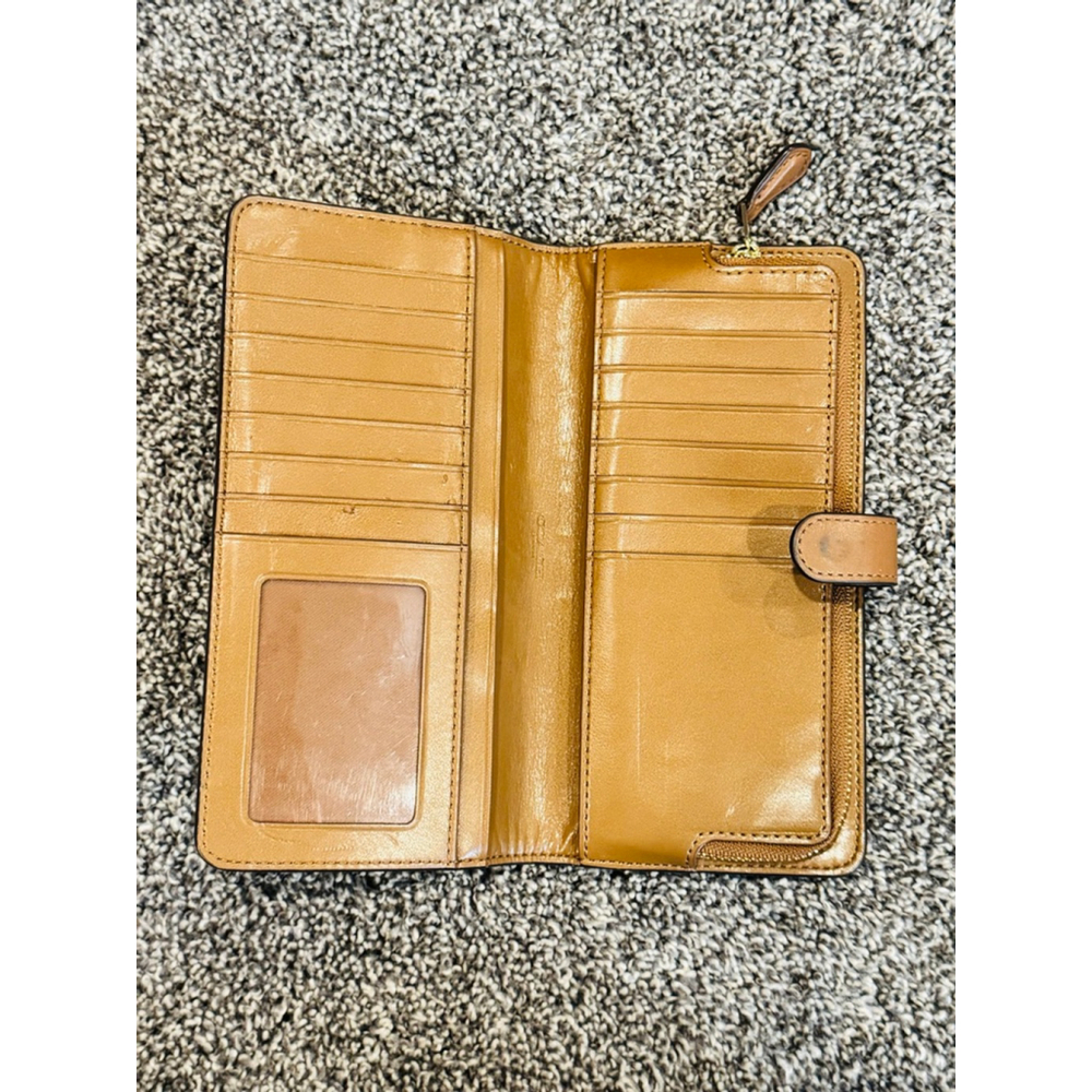 Coach Tan Leather Zip-Around Wallet Clutch Organizer - Picture 4 of 6